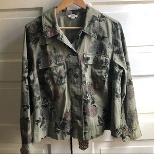 Olive Green & Floral Jacket